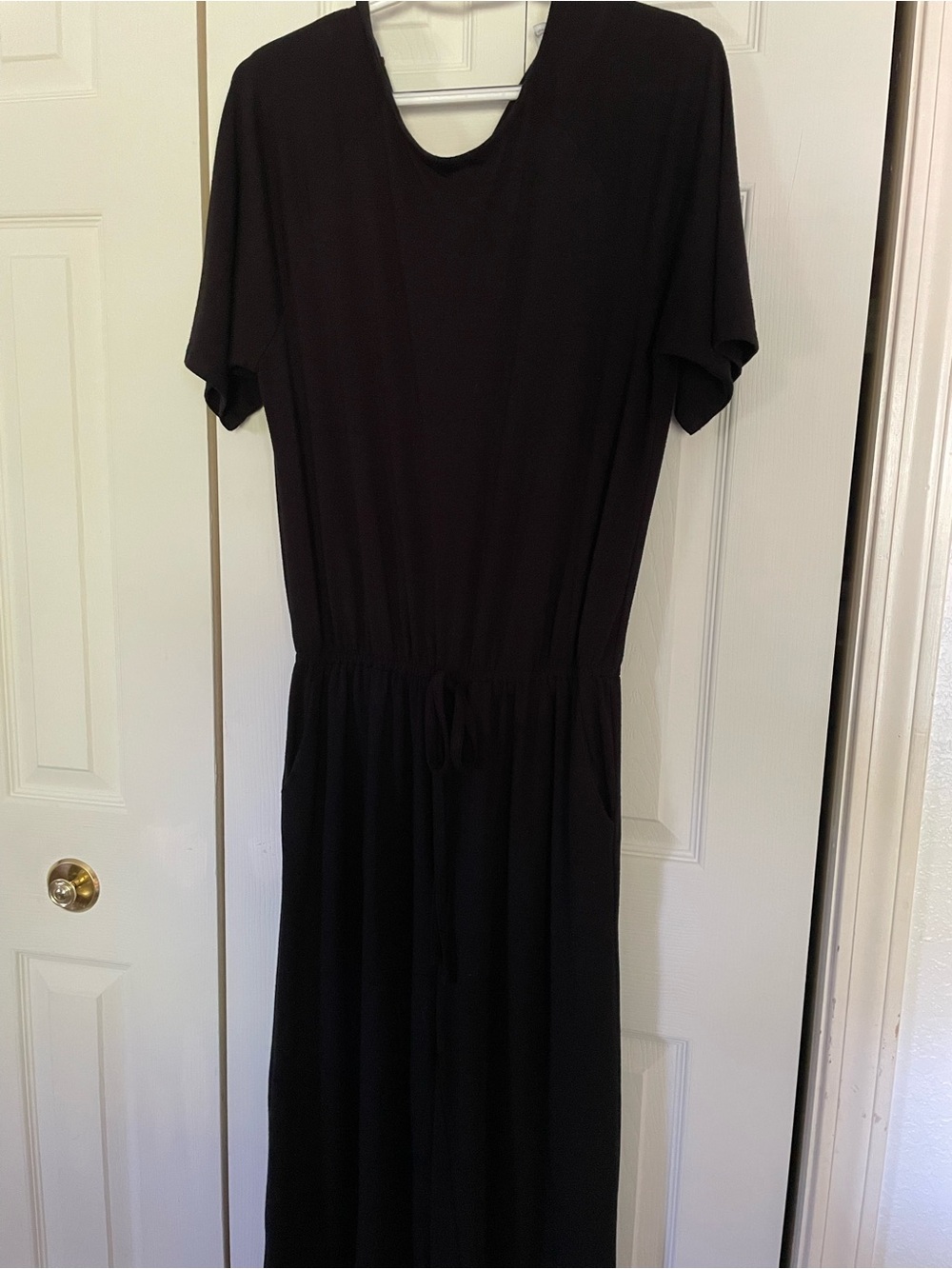 Zenana Outfitters Black Short-Sleeve Drawstring Jumpsuit